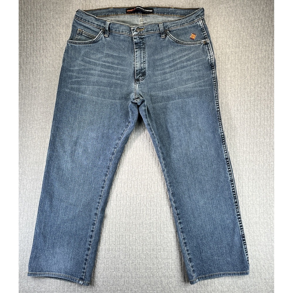 Wrangler FR Jeans Men 38x34 Fits 37x27 Blue Comfort Flame Resistant FRAC47D